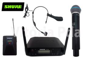 Microfone Shure profissional GLXD4 UHF sem fio duplo cardióide - Bastão e Auricular