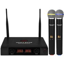 Microfone Sistema De Sem Fio Megastar Mic5536Pro Com 2 Microfones Bivolt Preto