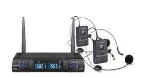 Microfone transmissor s/ fio karsect ks248dh duplo headset