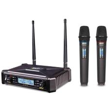 Microfone UHF-600 Duplo de Mão Multifrequência sem Fio SAUHF600PRO Microfone UHF-600 Duplo de Mão Multifrequência sem Fio SAUHF600PRO