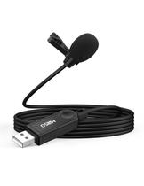 Microfone USB Lavalier MillSo Omnidirecional Plug & Play de 2 m