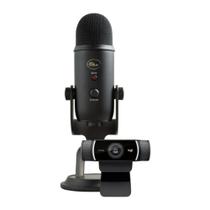 Microfone USB Logitech Blue Yeti Blackout com C922 Pro Stream