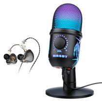 Microfone USB para jogos MRSDY para PC Mac PS4 PS5 com RGB Microfone USB para jogos MRSDY para PC Mac PS4 PS5 com RGB