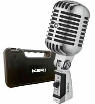 Microfone Vintage Retro Ksr pro KV1 em aço escovado p/ vocal Microfone Vintage Retro Ksr pro KV1 em aço escovado p/ vocal