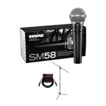 Microfone vocal Shure SM58 Cardioid Dynamic com suporte e cabo