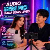 Microfone Wireless Duplo Sem Fio Tipo C E Lightning