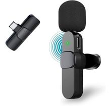 Microfone Wireless Lapela Sem Fio Android Tipe C - Preto