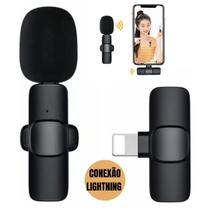 Microfone Wireless Sem fio Microfone de Lapela Para Celular Lightning Compativel Com IPhone IPad - Casetal