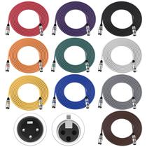 Microfone XLR Cables Cagor de 3 pinos macho para fêmea, 3 m, pacote com 10 Microfone XLR Cables Cagor de 3 pinos macho para fêmea, 3 m, pacote com 10