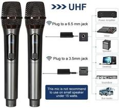 Microfones Dinâmico Sem Fio Duplo Profissional Karaoke Recarregável Para Festas Eventos Aulas Palestras Igrejas Shows De Musica Premium