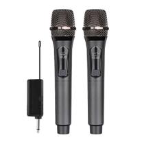 Microfones Dinâmico Sem Fio Duplo Profissional Recarregável Uhf Preto - Eletromex