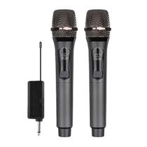 Microfones Dinâmico Sem Fio Duplo Profissional Recarregável Uhf Preto - Eletromex