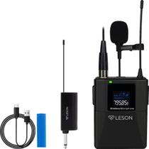 Microfones Lapela Sem Fio Leson LS308 P10 Para Live Aula Podcast Preto
