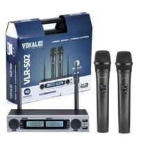 Microfones Sem Fio Vokal Vlr-502 Duplo Uhf 20 Frequências Por Canal