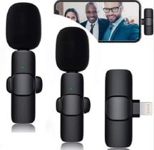 Microfones Wireless Microphone Sem fios Lapela Duplo Dinâmico ConectorIphone cor preto - lightning