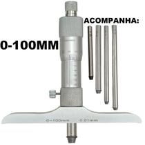 Micrometro Para Milimetro De Profundidade Interno Graduação 0,01mm Com Estojo 0-25 ou 0-50 ou 0-75 ou 0-100 ou 0-150mm