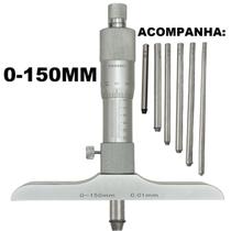 Micrometro Para Milimetro De Profundidade Interno Graduação 0,01mm Com Estojo 0-25 ou 0-50 ou 0-75 ou 0-100 ou 0-150mm - ELLOFORTIMPORTS