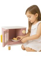 Microondas De Brinquedo Madeira Rosa Infantil Educativo