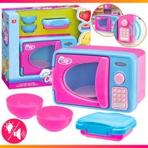 Microondas Infantil c/ Acessórios Som e Luz Brinquedo Cozinha Menina - Usual Brinquedos