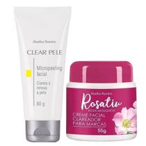 Micropeeling Facial Clear Pele + Creme Facial Clareador De Marcas Rosa Mosqueta Rosativ