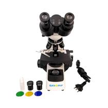 Microscópio biológico binocular c aumento de 40x a 2.000x led 3w sdmb100