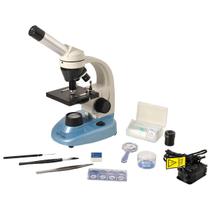 Microscópio biológico + kit trabalho + 6 laminas preparadas