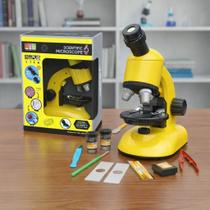 Microscópio Biológico Laboratório Led 1200x Didatico Toy Lad Cor:Amarelo