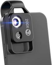 Microscopio de Bolsillo Evil Eye con Zoom 200X y Luz LED para Smartphone Microscopio de Bolsillo Evil Eye con Zoom 200X y Luz LED para Smartphone