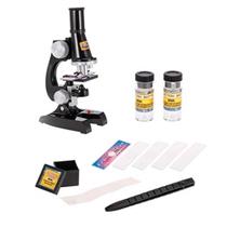 Microscopio de mesa com ampliação ate 450x e laboratorio com led light e kit de acessorios escolar c