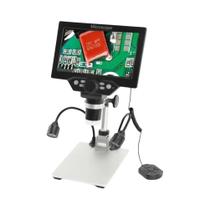 Microscópio Digital HD 7" com Zoom 1200x - 12MP - Suporte Ajustável e Bateria Embutida