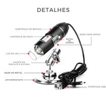 Microscópio Digital USB para PC com Binocular e Zoom 1000x