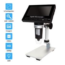 Microscópio Digital USB Portátil LED Com Tela HD 4.3 1000x Vedo
