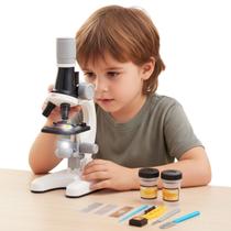 Microscópio Infantil Completo 1200x Zoom Cientista Educativo Kit C/ Lâminas e Acessórios