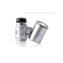 Microscópio Mini Pocket 60x com luz LED e UV para contas