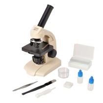 Microscópio Monocular 70-400X Led E Kit Preparo Amostras