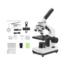 Microscópio Óptico Compacto Profissional Para Crianças Com Luz LED De Fonte Dupla Em Aço Inoxidável