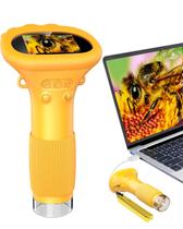 Microscópio para crianças, kit de ciências educacionais, brinquedos, lupa portátil portátil, microscópios infantis digitais de foco fixo macro, ampliação de até 1000 vezes, zoom de 4 vezes, aprendizado interativo, a partir de 3 anos