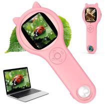 Microscópio Portátil GinoCaco para Crianças - Microscópio Macro Rosa