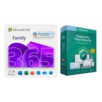 Microsoft 365 Family 1 licença para até 6 usuários, Assinatura 12 meses + Kaspersky Antivírus Total Security, 5 disp