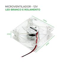 Microventilador Ventoinha 80x80x25mm 12 Volts com Led