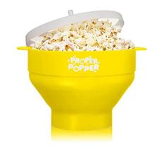 Microwave Popcorn Popper, Silicone, Dobrável, BPA Livre e Seguro para Lava-louças - (Amarelo)