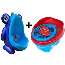 Mictório Infantil Sapinho Bebê XIXI Azul 3 Ventosas + Troninho Disney Carros 2 em 1 StillBaby