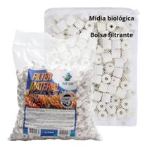 Mídia Bilógica De Cerâmica Para Aquário 6l + Bolsa Filtrante
