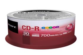 Mídia CD-R Sony 30CDQ80XP - 48X, 80min/700MB - Pacote com 30 Unidades