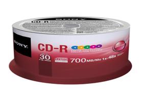 Mídia em branco Sony 30CDQ80XP CD-R 48X 80min/700MB, pacote com 30