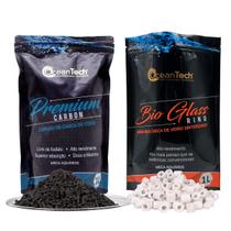 Mídia OceanTech kit Premium Carbon 1L + Bio Glass 1L