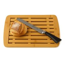 Migalheira Em Bambu Com Faca para Pão 2 Pçs Tábua Pães E Bolos Hauskraft