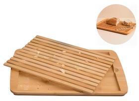 Migalheira Tábua de Corte Para Pães Bolo C/ Bandeja em Bambu