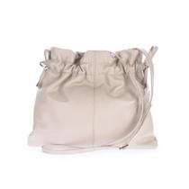 Mika - Bolsa Feminina Saco Off White Couro Legítimo com Fechamento Franzido Damannu Mika - Bolsa Feminina Saco Off White Couro Legítimo com Fechamento Franzido Damannu