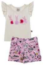 Mika Mix - Conjunto Infantil Feminino Coelhinhos Rosa - MM1831-RS